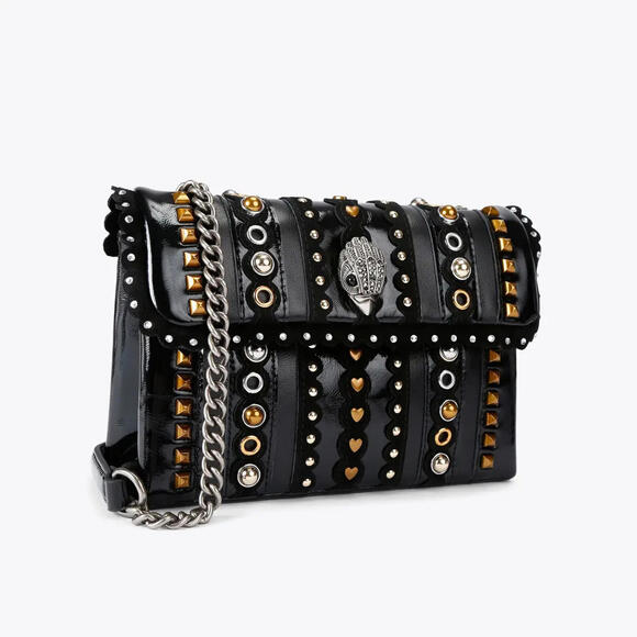 NWT $325 Kurt Geiger Medium Stud Kensington leather crystals Black shoulder bag - Picture 4 of 7